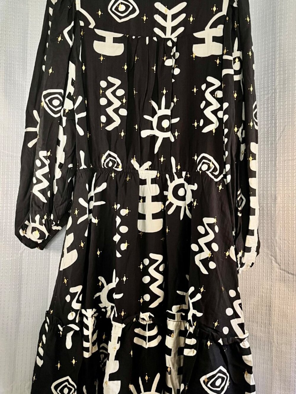Gold Foil Dress by GIGIO in Black Tribal Print size M NWT - Picture 2 of 7